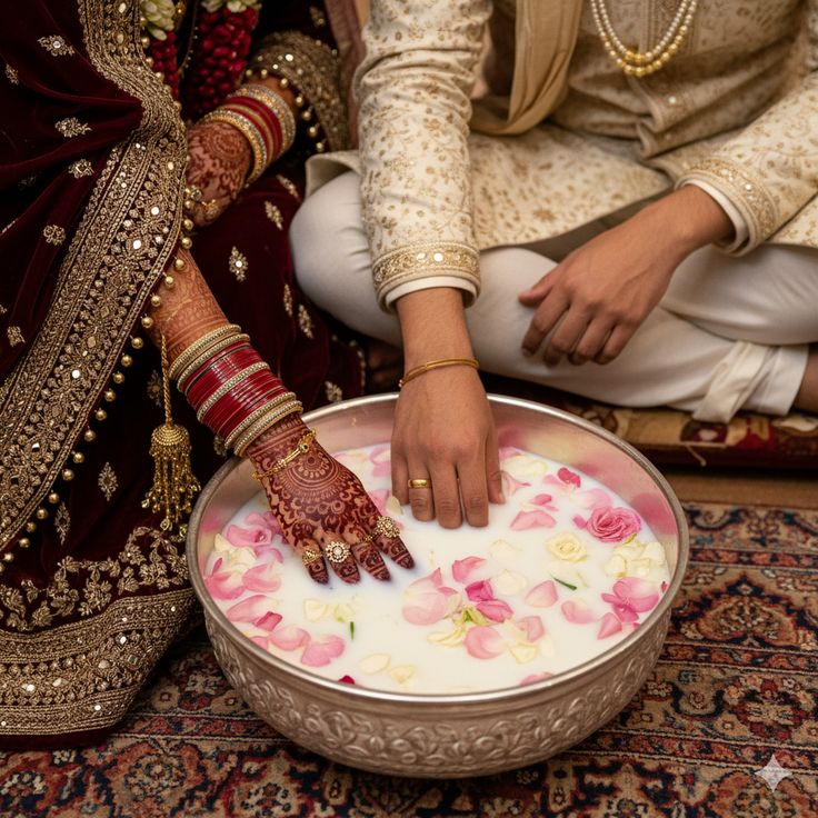 Fun ring finding ritual in wedding ceremony