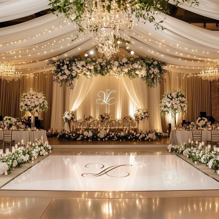 Elegant wedding stage decoration by event organisers near me