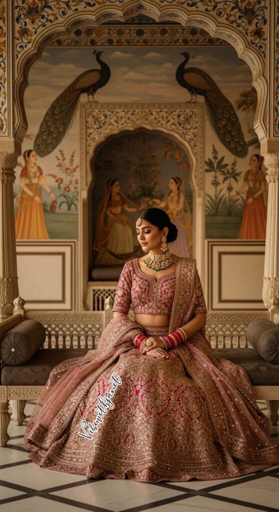 Indian wedding theme ideas bride in designer lehenga