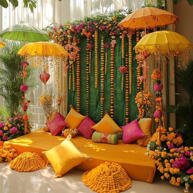 simple haldi decoration ideas at home for intimate ceremony