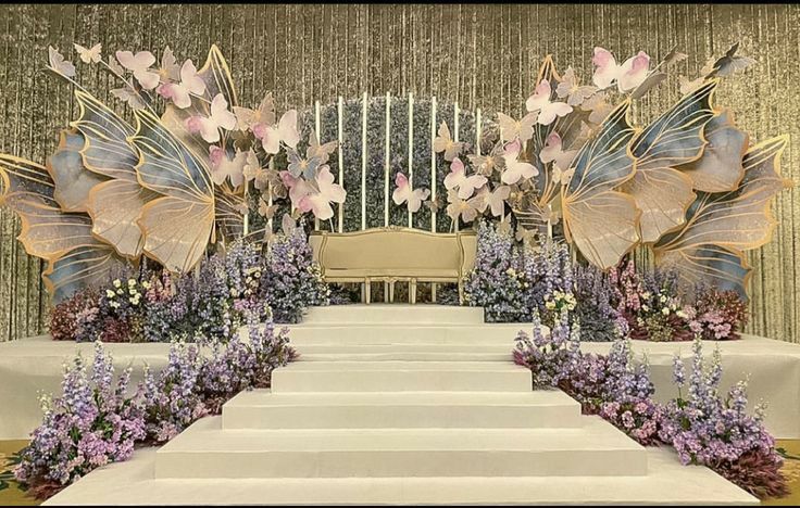 Indian wedding theme ideas butterfly decoration wedding setup